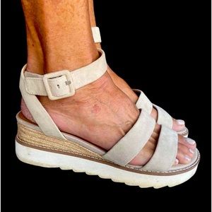 Franco Sarto, 8 1/2 wide, low wedge leather upper